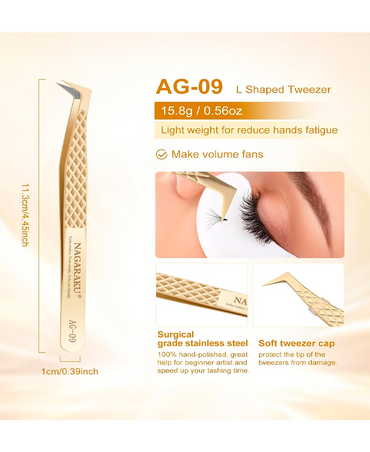 NAGARAKU TWEEZERS PINZA DORADA PARA PASTAÑAS AG-09