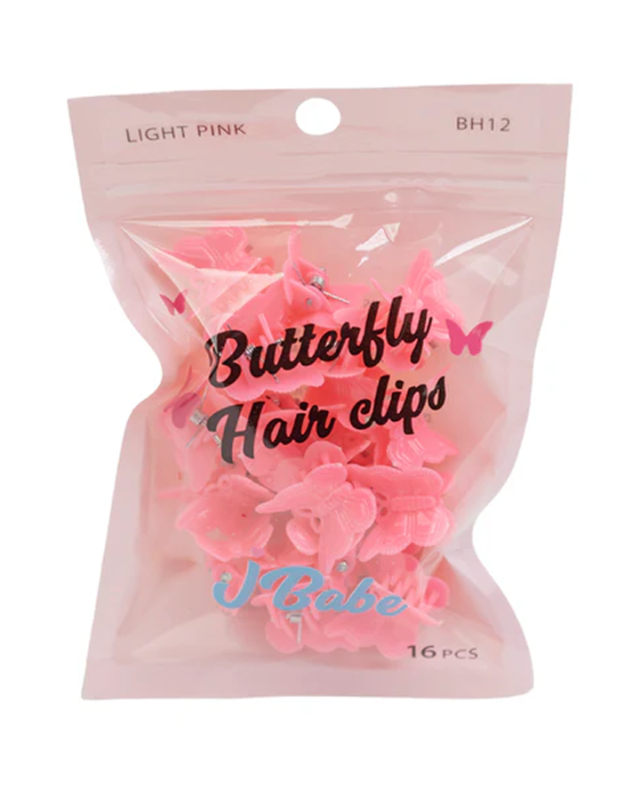 J BABE BUTTERFLY HAIR CLIPS BH12 LIGHT PINK