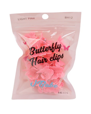 J BABE BUTTERFLY HAIR CLIPS BH12 LIGHT PINK