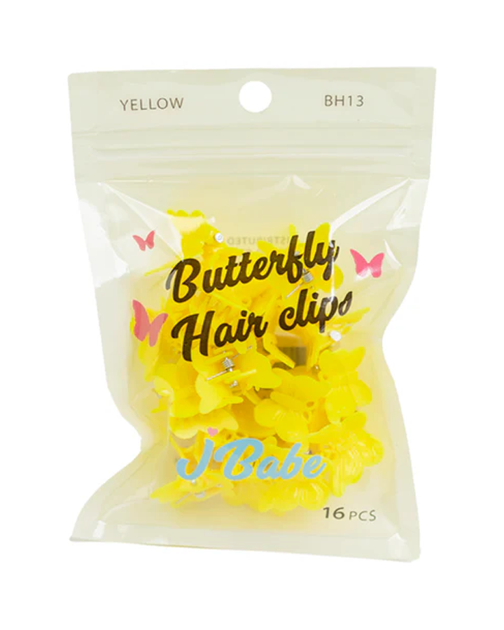 J BABE BUTTERFLY HAIR CLIPS BH13 YELLOW