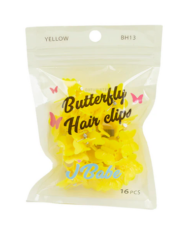 J BABE BUTTERFLY HAIR CLIPS BH13 YELLOW
