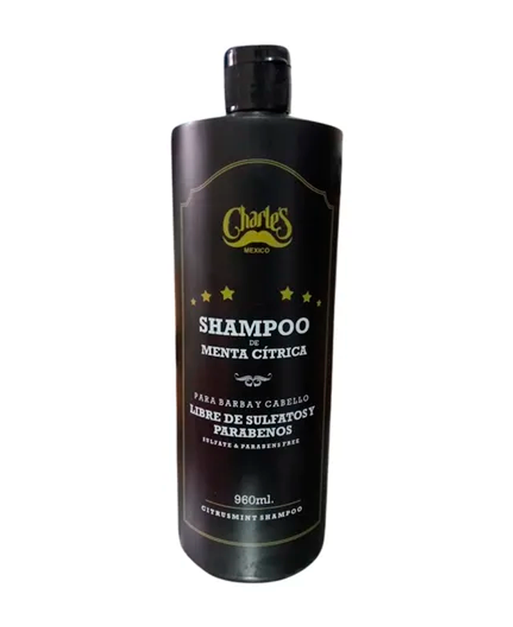 CHARLES SHAMPOO CON MENTA CITRICA BARBA Y CABELLO 960 ML.