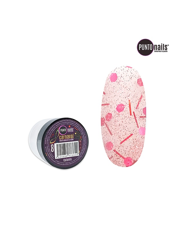 PUNTO NAILS CARNAVAL ACRILICO DE COLOR COLONIA 7 GR NO 8