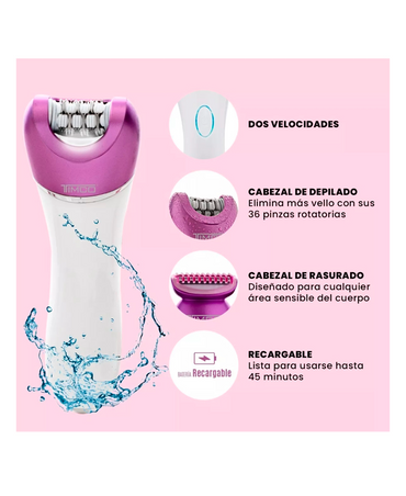 TIMCO COMBO DEPILADORA FACIAL DW-605 + TINA PARA PEDICURE COMDW605