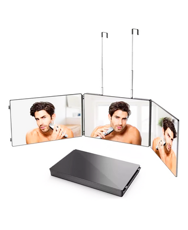 COSMETIE MIRROR TRIPLE ESPEJO 180 GRADOS NEGRO