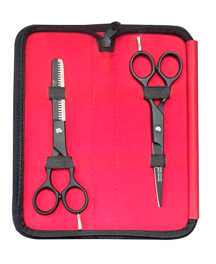 GERMANY KIT DE 2 TIJERAS LINEAL/ENTRESACAR BLACK D2370
