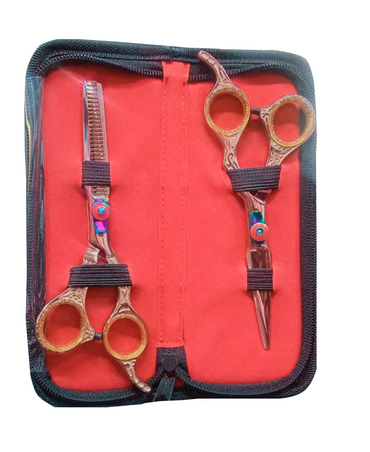 GERMANY KIT DE 2 TIJERAS LINEAL/ENTRESACAR ROSE GOLD 2200