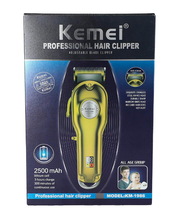 KEMEI CLIPPER ALL METAL MAQUINA INALAMBRICA KM-1986 GOLD
