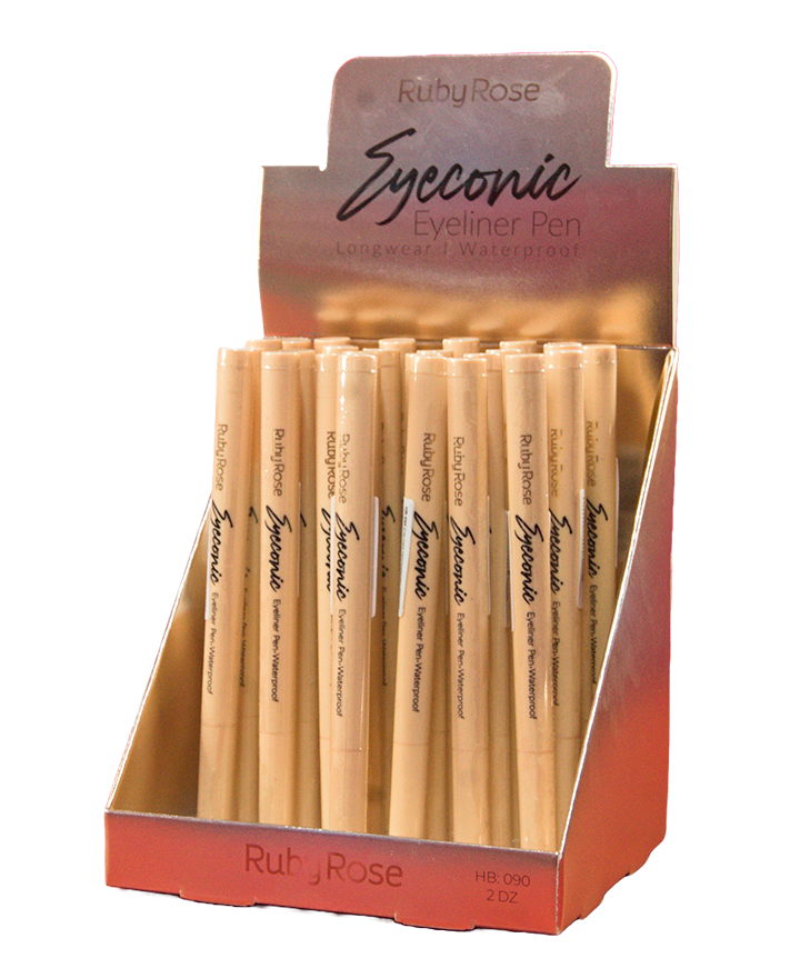 RUBY ROSE EYECONIC EYELINER PEN WATERPROOF HB-090 BLISTER CON 24 PIEZAS