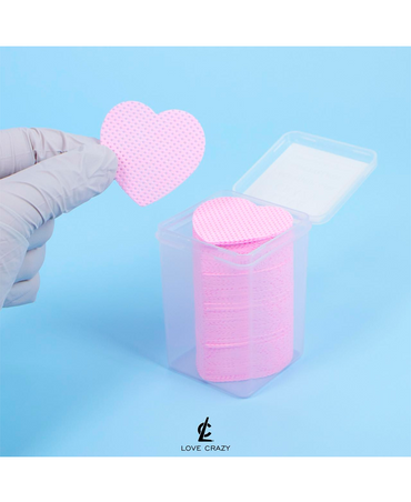 LOVE CRAZY NAIL EYELASH TOALLITAS COLOR ROSA 200 PIEZAS FORMA CORAZON