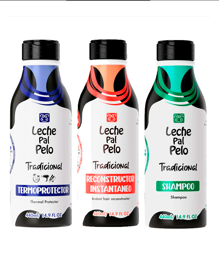 LECHE PAL PELO KIT TRADICIONAL SH + RECONS + TERMO 440 ML.