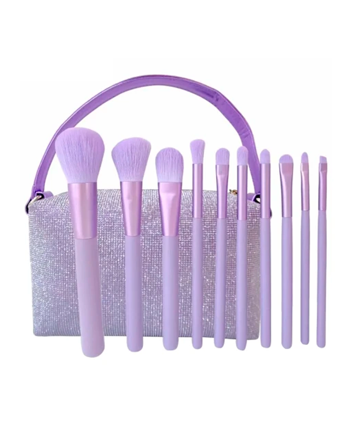 RUBY FACE ESTUCHE DE BROCHAS CON 10 PIEZAS VIOLETA