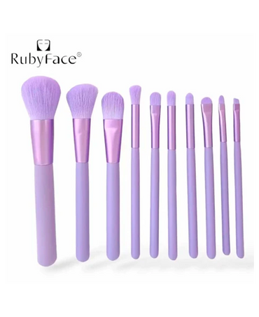 RUBY FACE ESTUCHE DE BROCHAS CON 10 PIEZAS VIOLETA