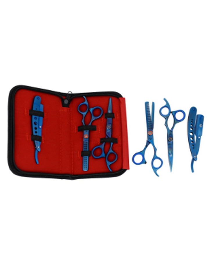 MS KIT 3 PZAS. TIJERA/ LINEAL ENTRESACAR #5.5 NAVAJA DORADA