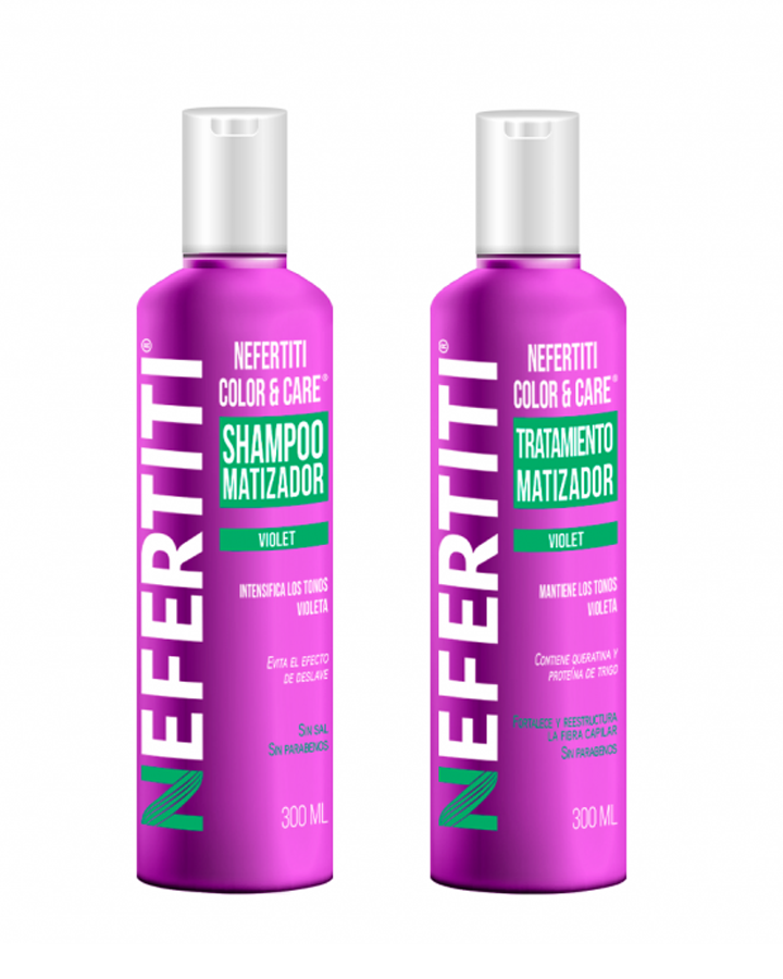 NEFERTITI COLOR & CARE KIT SHAMPOO + TRATAMIENTO 300 ML. VIOLETA