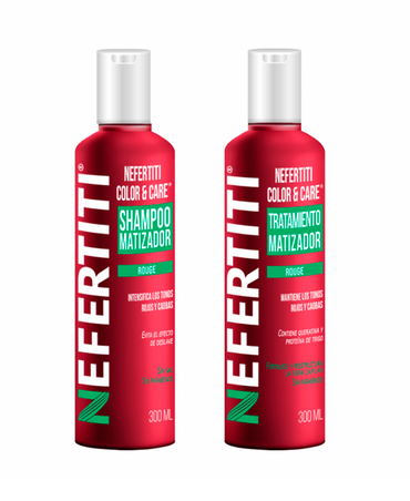 NEFERTITI COLOR & CARE KIT SHAMPOO + TRATAMIENTO 300 ML. ROUGE