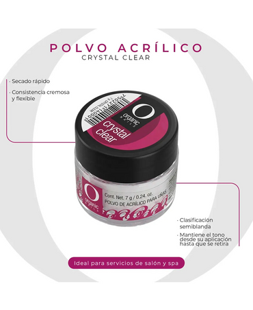ORGANIC POLVO ACRILICO CRYSTAL CLEAR 5 OZ./140 GRS.