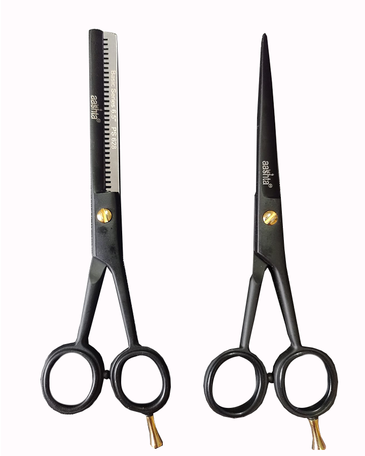 AASHTA KIT 2 TIJERAS NEGRO CORTE/ENTRESACAR 6.5 (PS627/PS628) PICBSK10