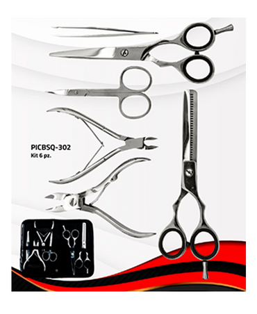 ACHA ESTUCHE TIJERAS C/MANICURE Y PEDICURE CROMADO PICBSQ-302