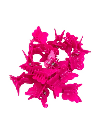 J BABE BUTTERFLY HAIR CLIPS BH14 HOT PINK