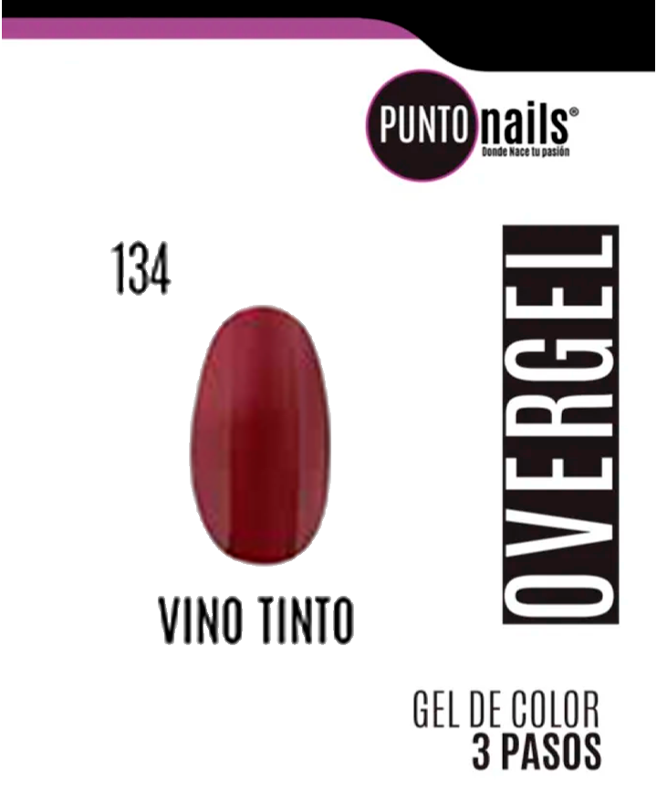 PUNTO NAILS OVERGEL 12 ML. #134 VINO TINTO MATTE