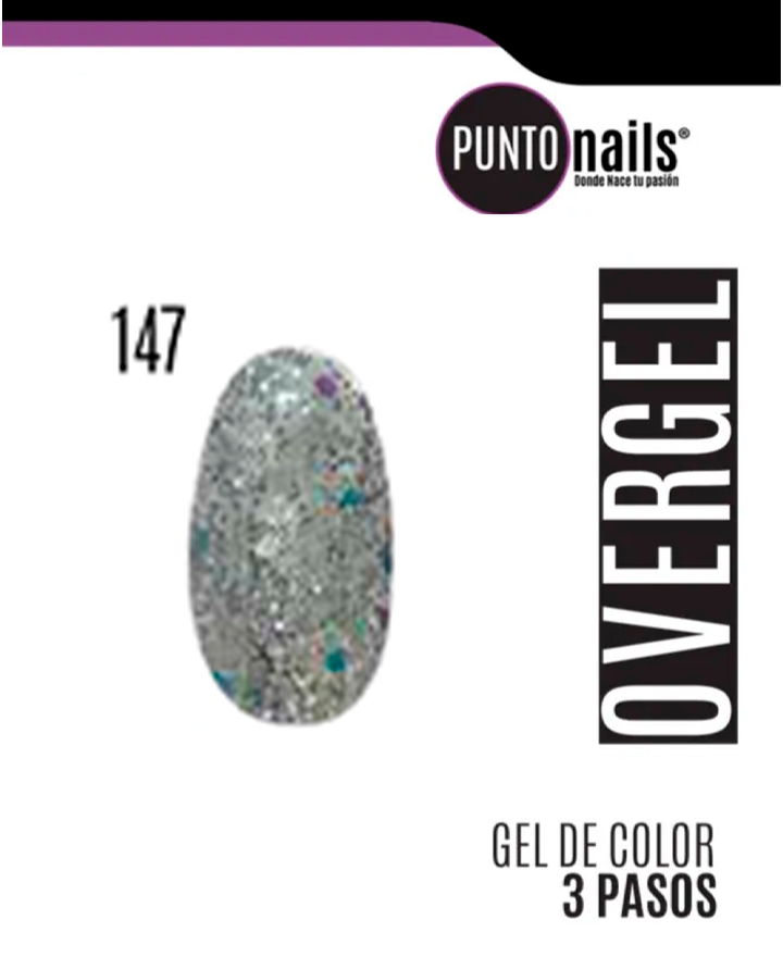 PUNTO NAILS OVERGEL 12 ML. #147 LLUVIA DE PLATA