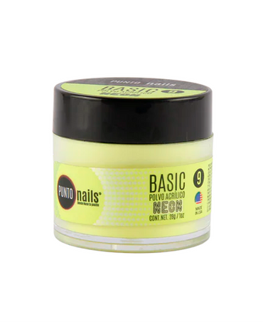 PUNTO NAILS POLVO BASIC TONO 9 AMARILLO NEON 1 OZ.