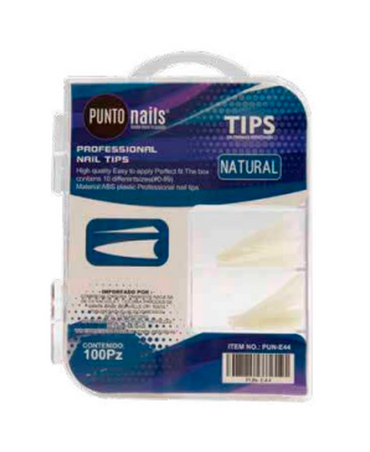 PUNTO NAILS TIP STILLETO PUNTA DE LANZA NATURAL XL C/100 PZAS. PNTE44N