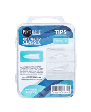 PUNTO NAILS TIP STILLETO CLASSIC CRISTAL XL C/100 PZAS. PNTE50C