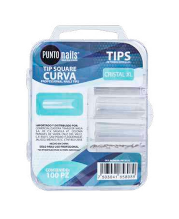 PUNTO NAILS TIP SQUARE CURVA CRISTAL XL C/100 PZAS. PNTE57C