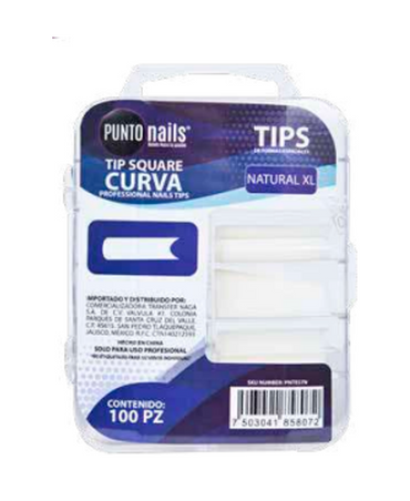 PUNTO NAILS TIP SQUARE CURVA NATURAL XL C/100 PZAS. PNTE57N