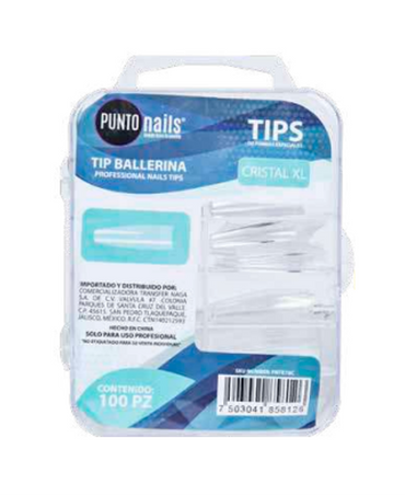 PUNTO NAILS TIP BELLERINA CRISTAL XL C/100 PZAS. PNTE76C