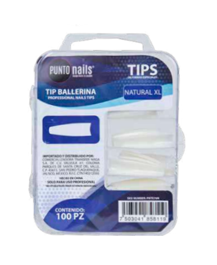 PUNTO NAILS TIP BELLERINA NATURAL XL C/100 PZAS. PNTE76N