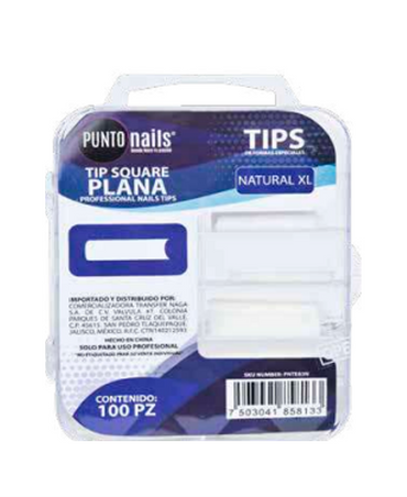 PUNTO NAILS TIP SQUARE PLANA NATURAL XL C/100 PZAS. PNTE83N