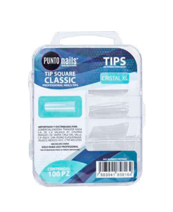 PUNTO NAILS TIP SQUARE CLASSIC CRISTAL XL C/100 PZAS. PNTE84C