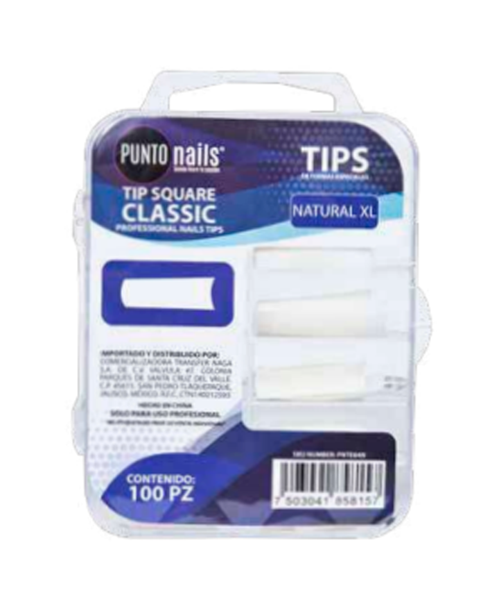 PUNTO NAILS TIP SQUARE CLASSIC NATURAL XL C/100 PZAS. PNTE84N