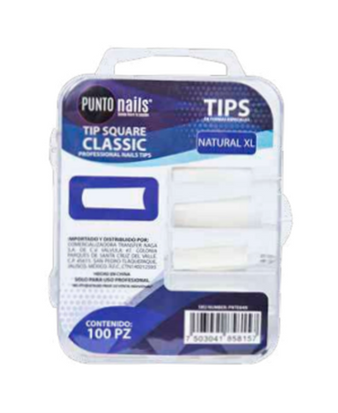 PUNTO NAILS TIP SQUARE CLASSIC NATURAL XL C/100 PZAS. PNTE84N