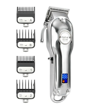 KEMEI CLIPPER ALL METAL MAQUINA INALAMBRICA KM-1986 SILVER