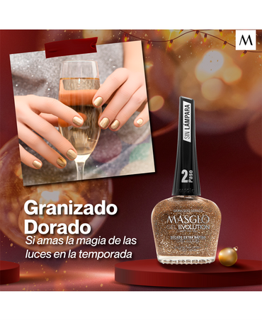 MASGLO GEL EVOLUTION 13.5 ML. GRANIZADO DORADO