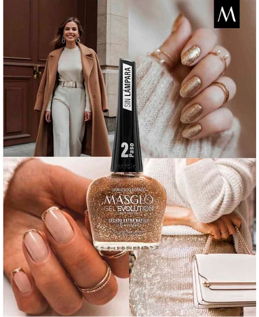 MASGLO GEL EVOLUTION 13.5 ML. GRANIZADO DORADO