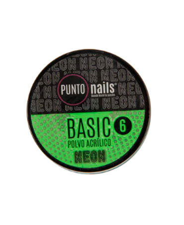 PUNTO NAILS POLVO BASIC TONO 6 VERDE NEON 1 OZ.