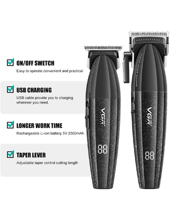 VGR BARBER PRO CLIPPER TRIMMER V-640 9000 RPM NEGRO