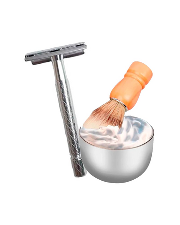 GLOBUSMAN KIT PARA AFEITAR BASE, BROCHA TEJON Y RASTRILLO MARIPOSA WBT1-A