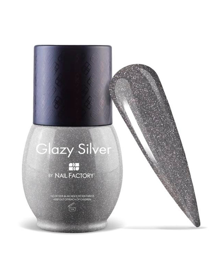 NAIL FACTORY LACCOVER ONE SHOT 10 ML. GLAZY SILVER