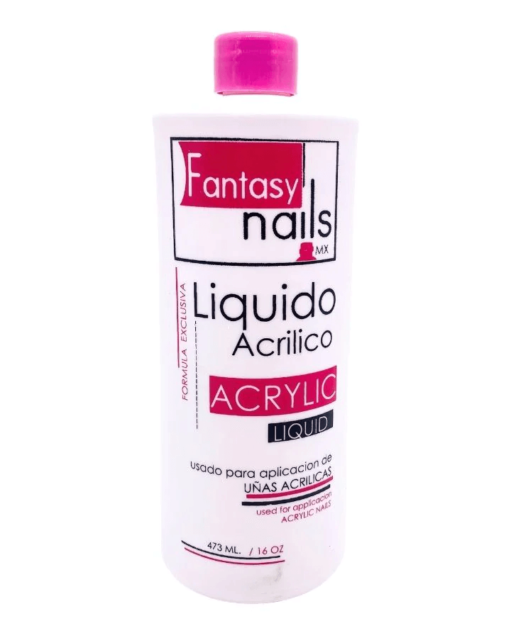 FANTASY NAILS LIQUIDO ACRILICO 16 OZ. SECADO RAPIDO TAPA ROSA