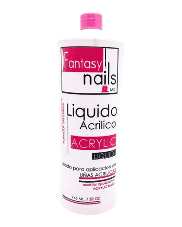 FANTASY NAILS LIQUIDO ACRILICO 32 OZ. SECADO RAPIDO TAPA ROSA