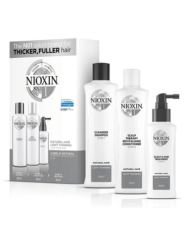 NIOXIN SISTEMA 1 CABELLO NATURAL AFINAMIENTO LEVE 300/300/100 ML.