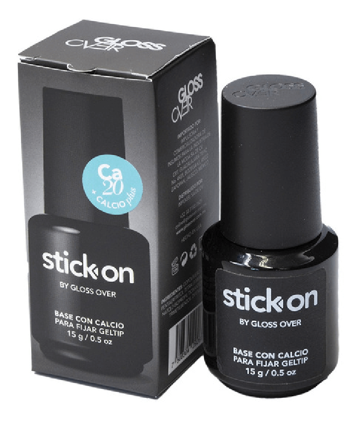 GLOSS OVER STICK-ON BASE ADHERENTE CON CALCIO PARA FIJAR NAILTIP 15 ML.