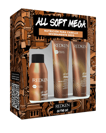 REDKEN TRAVEL KIT ALL SOFT MEGA SHAMPOO/CONDITIONER/HYDRAMELT
