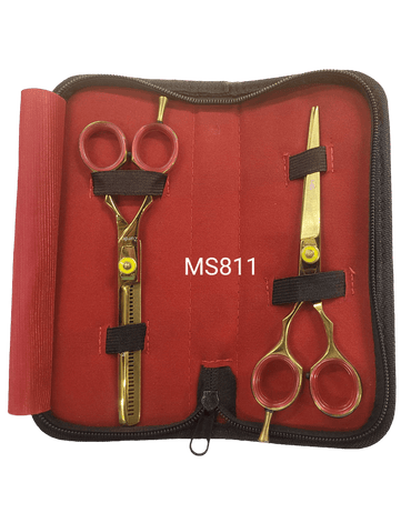 MS TIJERAS PARA ZURDOS KIT 2 LINEAL/ENTRESACAR 6 PULGADAS GOLD 811